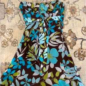 Vintage Bandeau Strapless floral Dress
